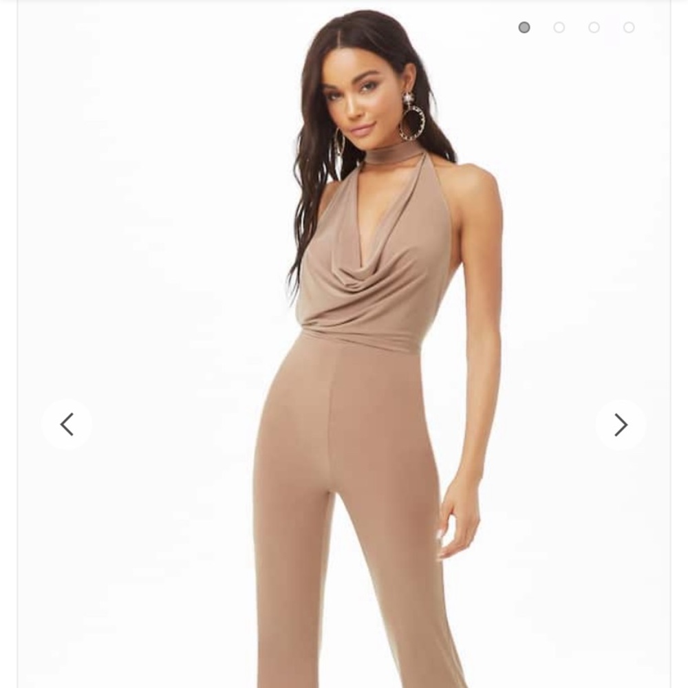 f21 Plunging Open Back Jumpsuit